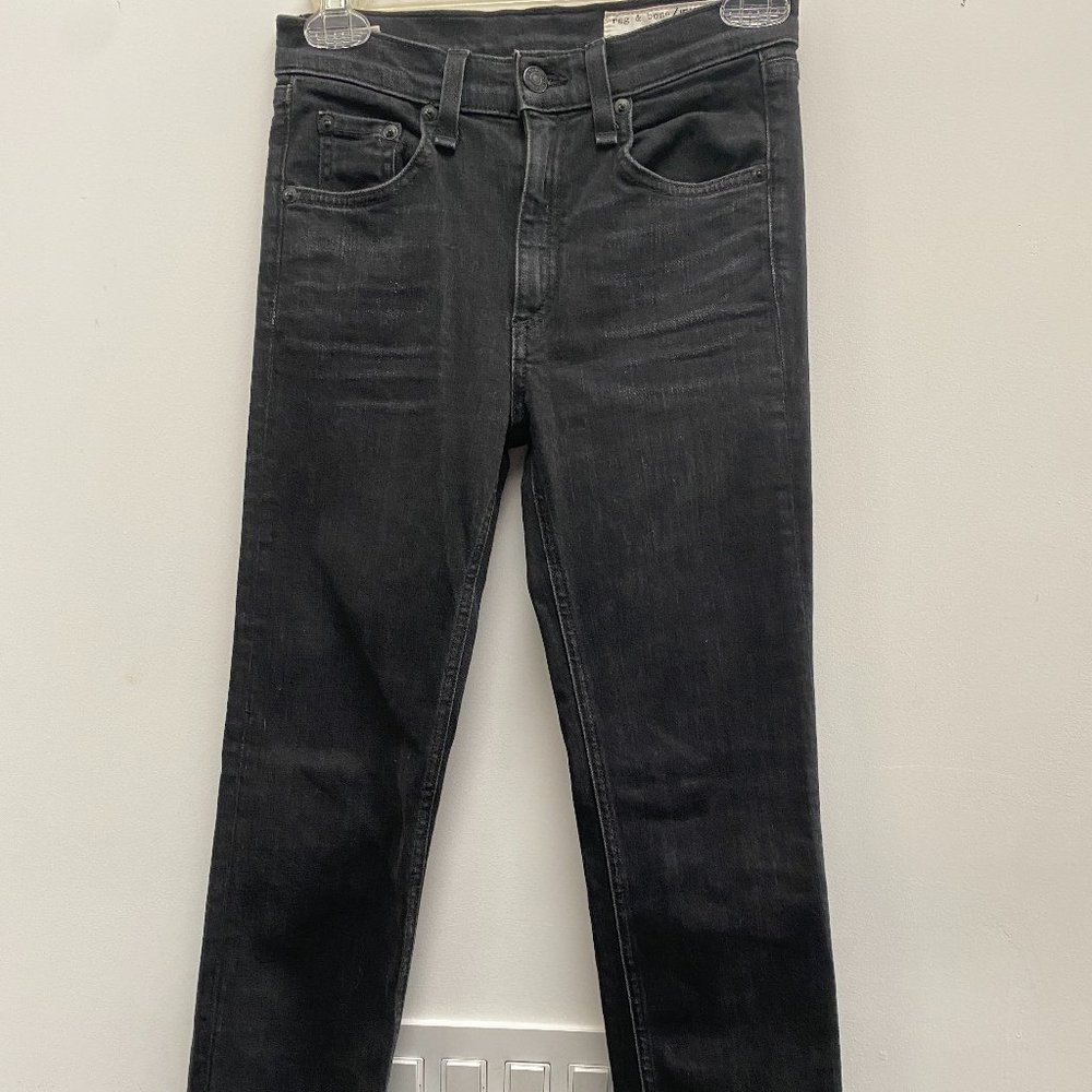 Rag & Bone Mid-Rise Black Skinny Jeans Sz 24